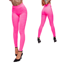 Calça Sensual Sexy em Suplex Poliéster com Nervuras Pink