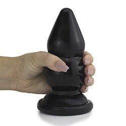 Foto do Produto Plug Anal Grande Graduado M - PVC Flexível 16 x 6,7cm Preto Brilhante