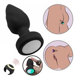 Foto do Produto Plug Anal com Vibrador Recarreg�vel em Silicone 10 Vibra��es Touch Screen e Controle sem Fio Preto