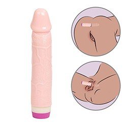 Pênis Realístico em PVC Flexível com Glande Definida Multivelocidade 20,5 x 3,7cm Bege