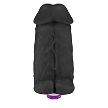 P�nis Real�stico Flex�vel Duplo Super Amigos com Vibrador 18 x 7,5cm Preto