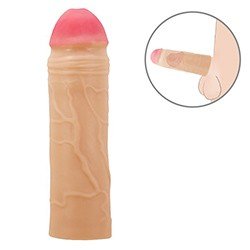 Capa Peniana em Cyberskin (Imita a Pele Humana) 18 x 3,9cm com Extensor Interno de 5cm Chane Bege