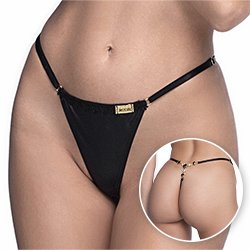 Foto do Produto Calcinha String Fio Dental Sexy em Cirre com Bijoux Atr�s e Regulagem Preta