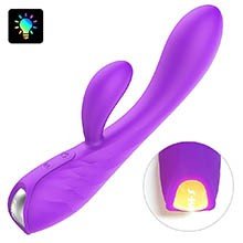 Foto do Produto Vibrador Duplo em Silicone com 9 Vibrações Recarregável Muses Roxo