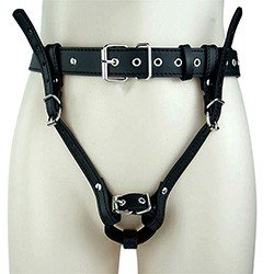 Arreio em PU (Imitação de Couro) Sado Harness Feminino para Varinha Mágica Orgasmo Forçado Preto