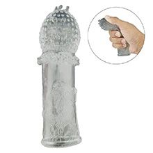 Foto do Produto Capa Peniana sem Vibrador em Jelly com Textura na Glande 14 x 3,5 Fum�
