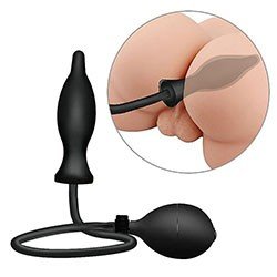 Plug Anal Inflável Expansão Gradual em Silicone com Bomba Manual 11,5 x 3,1cm Preto