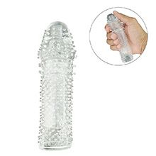 Foto do Produto Capa Peniana sem Vibrador em Jelly com Textura 14,5 x 3,5cm Transparente