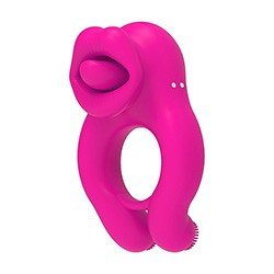 Foto do Produto Anel Peniano Recarreg�vel com Estimulador de Clit�ris 10 Vibra��es e Controle sem Fio Miriam Pink