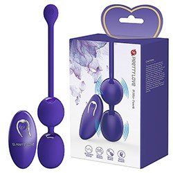 Bola de Pompoarismo Recarregável em Silicone 12 Vibrações Controle sem Fio Willie-Youth Roxa