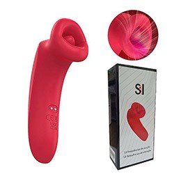 Sugador de Clitóris Recarregável em Silicone com 10 Sucções e 10 Vibrações Vermelho