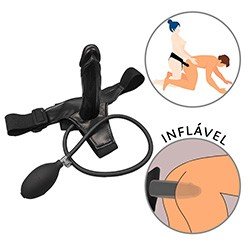 Foto do Produto Cinta Peniana para Ela com P�nis em Silicone Infl�vel com Bomba Manual 22 x 4,6cm Preto