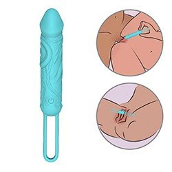 Vibrador Bullet Recarregável em Silicone com 20 Vibrações e Alça de Segurança Cyan