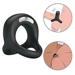 Anel Peniano e Escrotal Recarregável em Silicone com 10 Vibrações Elliott Preto