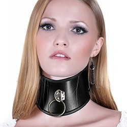 Coleira Postural BDSM em PU Imitação de Couro com Fivelas para Ajuste Preta