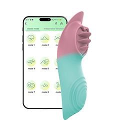 Foto do Produto Vibrador para Clit�ris Recarreg�vel em Silicone com 10 Vibra��es Controle por APP Cyan