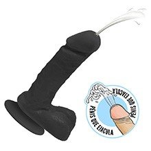 Foto do Produto P�nis que Ejacula Flex�vel Ares com Escroto e Ventosa 15 x 4cm Preto
