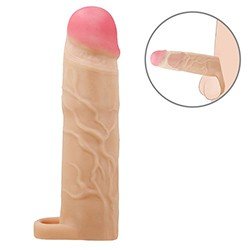 Capa Peniana em Cyberskin (Imita a Pele Humana) 19,5 x 4cm com Extensor Interno de 7,6cm Gerd Bege