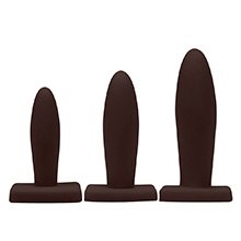 Foto do Produto Kit Plug Anal B�sico com 3 Tamanhos 9, 10,5 e 12,5 cm em Pvc Flex�vel Marrom