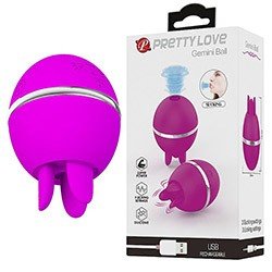 Foto do Produto Vibrador para Clit�ris Recarreg�vel com 3 Vibra��es e 3 Estimula��es de L�ngua Gemini Ball Pink
