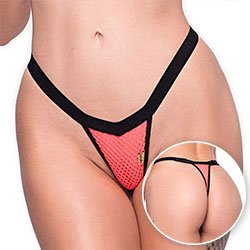 Calcinha String Fio Dental Sexy em Arrastão com Regulagem Pink