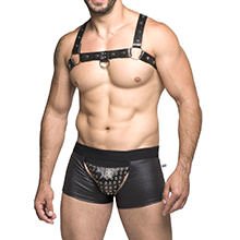 Cueca Sensual Boxer com Ilhóses de Metal Preta