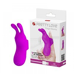 Dedeira Estimuladora em Silicone Recarregável 7 Modos de Vibração Finger Bunny Pink