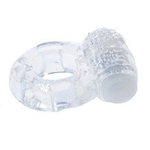 Anel Peniano com Vibrador Estimulador Clitoriano Texturizado Transparente