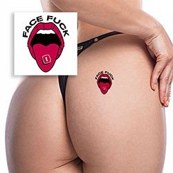 Foto do Produto Tatuagem Temporária Sensual Sexy com a Frase FACE FUCK Vermelha e Preta