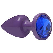 Foto do Produto Plug Anal Joia em ABS Roxo Tamanho P com Pedra Azul