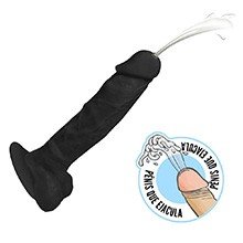 Foto do Produto P�nis que Ejacula Flex�vel Apolo com Escroto 20,5 x 4,5cm Preto