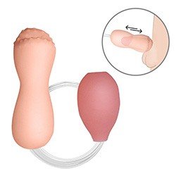 Foto do Produto Masturbador Masculino em Cyberskin (Imita a Pele Humana) com Bomba de Sucção Manual Bege
