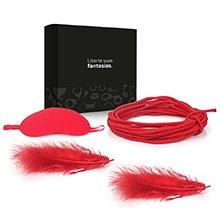 Foto do Produto Kit Bondage Fetiche Amarradinha com Corda, Venda e Plumas Vermelho