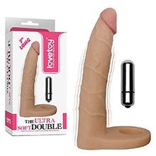 Anel Companheiro com Pênis e Vibro 17,8 x 3cm em Cyberskin Bege
