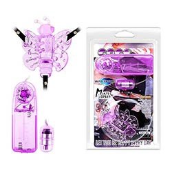 Vibrador Butterfly em Jelly com Alças Ajustáveis e Controle com Fio Roxo