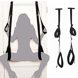 Kit Bondage 2 para Porta: Duas Algemas e Dois Suportes de Coxa Preto