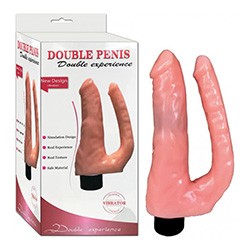 P�nis Duplo Real�stico em Jelly Multivelocidade Bege