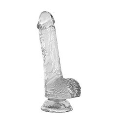 Foto do Produto P�nis Real�stico em Jelly com Escroto e Ventosa 20,5 x 3,8cm Transparente