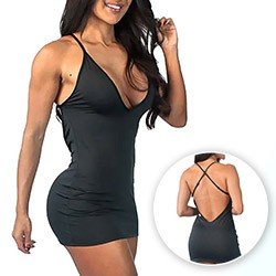 Foto do Produto Vestido Curto Sensual Sexy Poliéster com Leve Transparência sem Bojo Preto