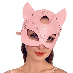 Máscara em PU (Imitação em Couro) Formato de Gato com Fivela para Ajuste Rosa