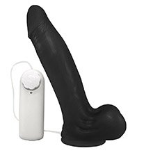 Foto do Produto P�nis Maci�o Lover em PVC Flex�vel com Vibrador e Ventosa 18 x 4,5cm Preto