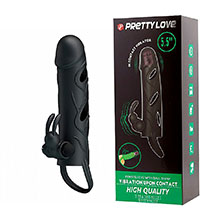 Capa Peniana com Vibrador em Silicone Anel para Escroto E Estimulador para Clit�ris 14 x 3,3cm Preto