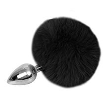 Foto do Produto Plug Anal Rabo em Aço Pompom de Coelho Tamanho P Preto