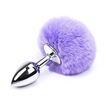 Foto do Produto Plug Anal Rabo em Aço Pompom de Coelho Tamanho P Lilás