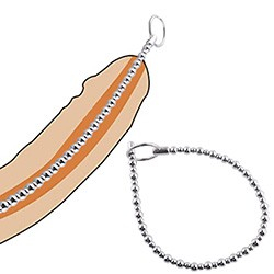 Penetrador de Uretra em Aço para Prática de Souding com Esferas Flexíveis 20,5 x 0,6cm Prata