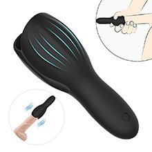 Foto do Produto Masturbador Masculino Recarregável em Silicone com 10 Vibrações Woodblock Preto