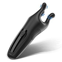 Vibrador Masculino em Silicone Recaregável com 9 Vibrações e 9 Rotações Trident Preto
