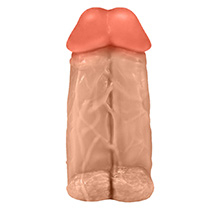 Foto do Produto P�nis Real�stico em PVC Flex�vel Duplo Super Amigos 18 x 7,5cm Bege