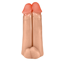 Foto do Produto P�nis Real�stico em PVC Flex�vel Duplo Amigos 18 x 6cm Bege