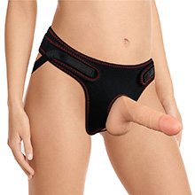 Cinta Peniana para Ela com P�nis Real�stico em Cyberskin com Escroto e Ventosa 18 x 3,6cm Bege